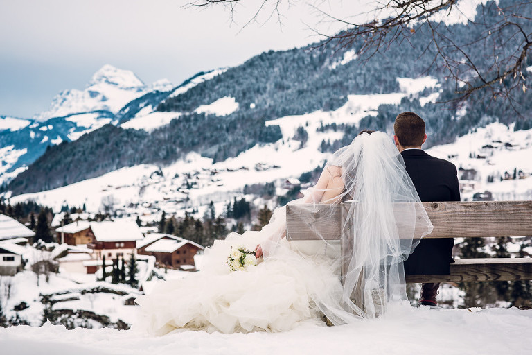 photo de couple sur les hauteurs de Megève